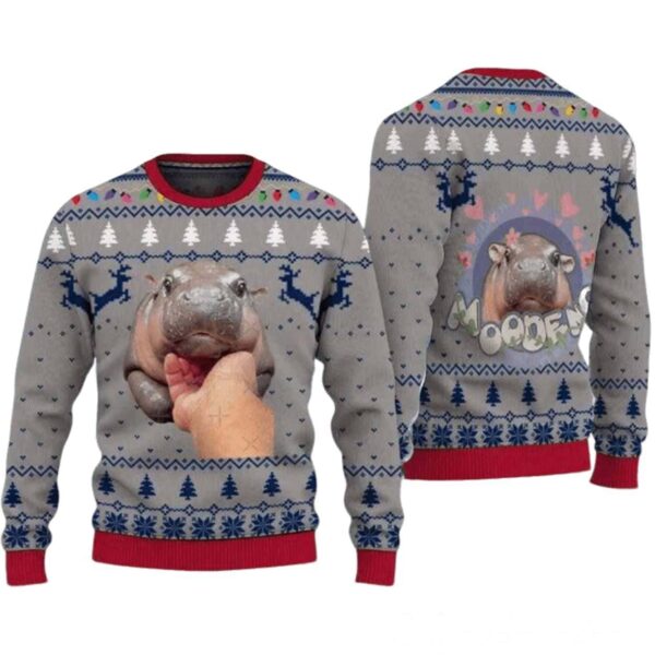 Moo Deng Bouncy Pig Ugly Christmas Sweater