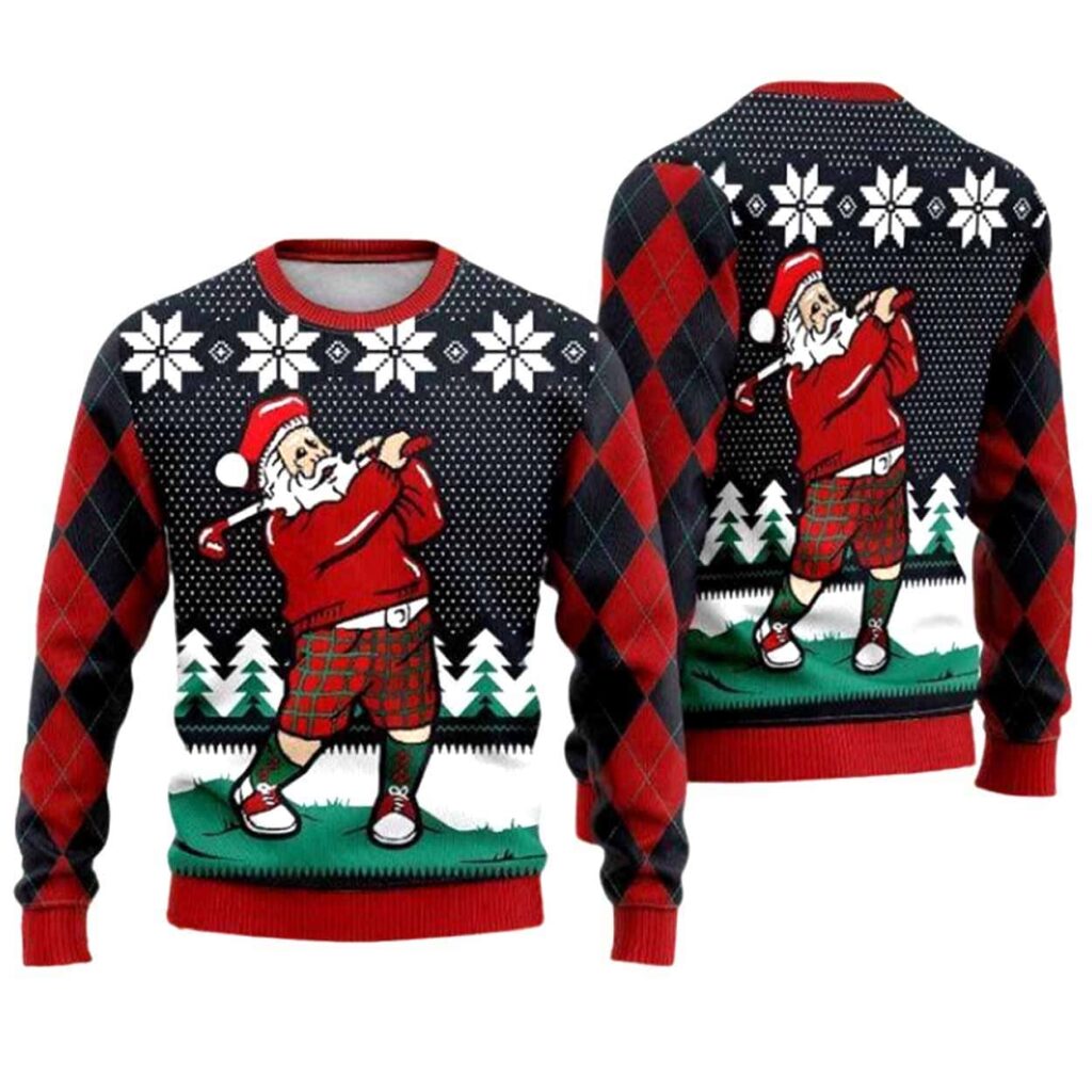 Santa Love Golf Ugly Christmas Sweater