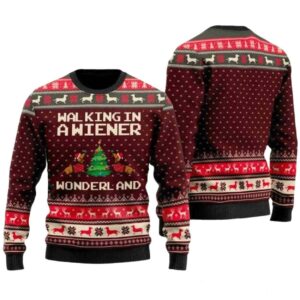 Walking In A Wiener Wonderland Dog Ugly Christmas Sweater