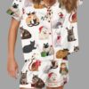 12 Cats Of Christmas Satin Pajama Set For Women