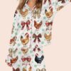 Christmas Chicken Coquette Satin Pajama Set