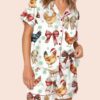 Christmas Chicken Coquette Satin Pajama Set