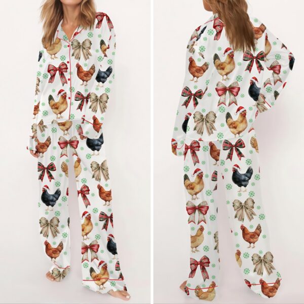 Christmas Chicken Coquette Satin Pajama Set