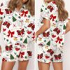 Christmas Santa Bow Satin Pajama Set