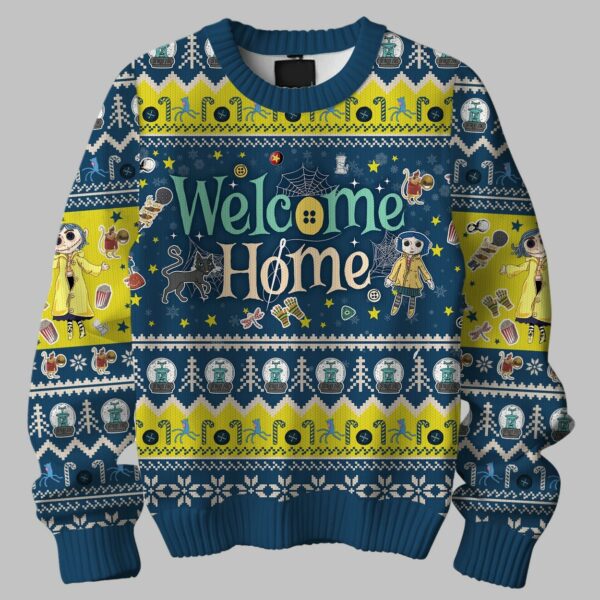 Coraline Welcome Home Ugly Christmas Sweater