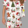 Golden Merry Little Christmas Satin Pajama Set For Women