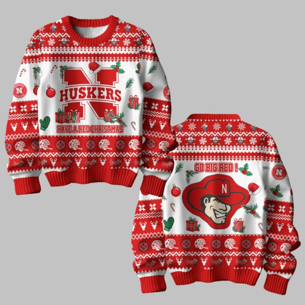 Huskers Have A Red Christmas Ugly Christmas Sweater