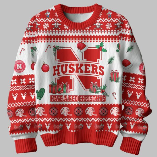 Huskers Have A Red Christmas Ugly Christmas Sweater