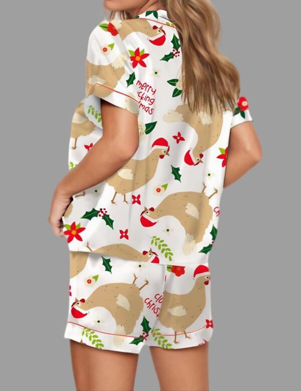 Merry Clucking Christmas Satin Pajama Set