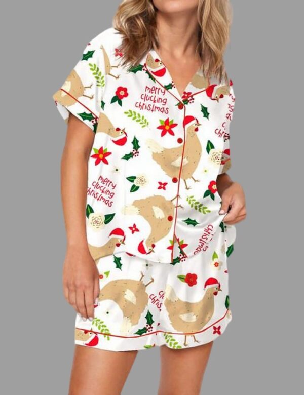 Merry Clucking Christmas Satin Pajama Set