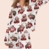 Moo Deng Santa Christmas Satin Pajama Set