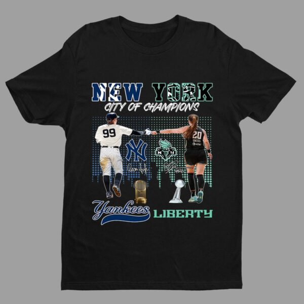 New York City Of Champions Aaron Judge Yankees Roster Liberty Shirt