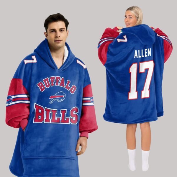 Allen 17 Buffalo Football Unisex Blanket Hoodie1