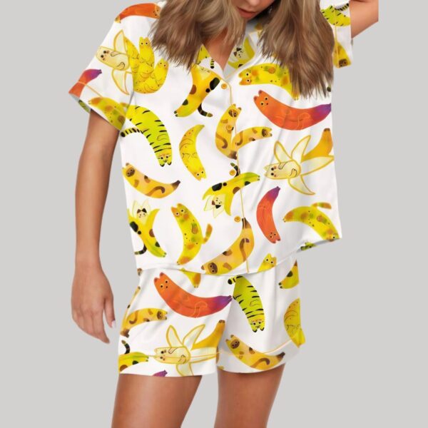 Banana Cat Satin Pajama Set