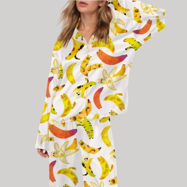 Banana Cat Satin Pajama Set1