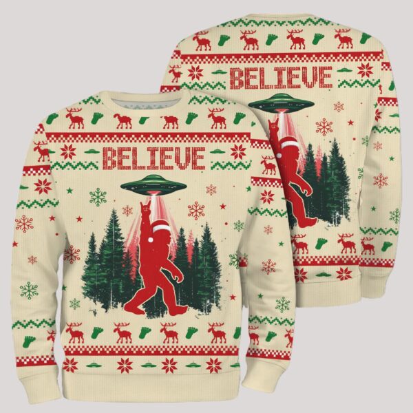 Believe In Bigfoot UFO Ugly Sweater (2)