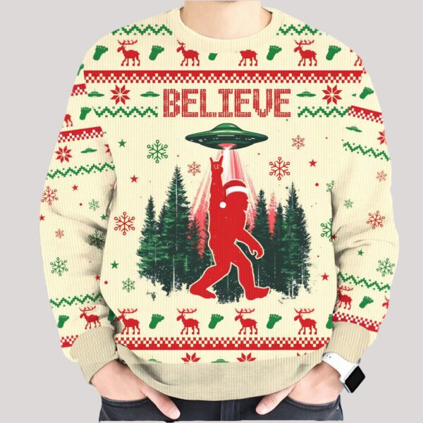 Believe In Bigfoot UFO Ugly Sweater (3)