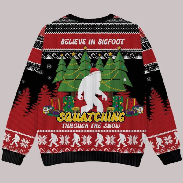 Bigfoot Squatching Through The Snow Christmas Ugly Sweater2