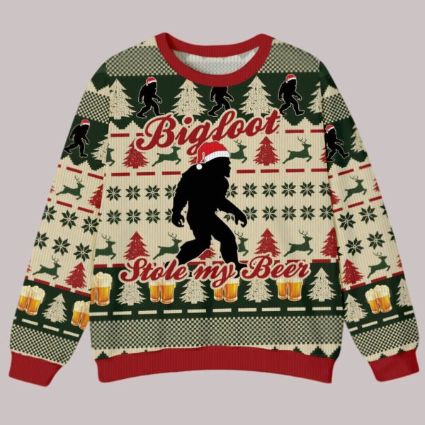 Bigfoot Stole My Beer Christmas Ugly Sweater