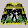 Bigfoot With Gun On Fire Christmas Ugly Sweater