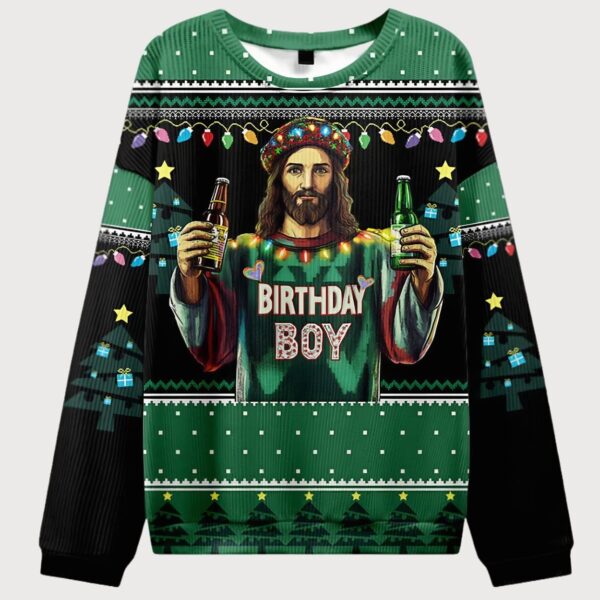 Birthday Boy Jesus Ugly Sweater Design Christmas Christian Sweater