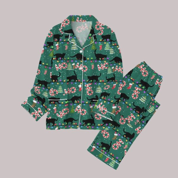 Black Cat Christmas Pajamas Set