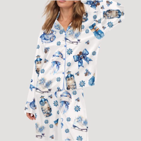 Blue Winter Satin Pajama Set