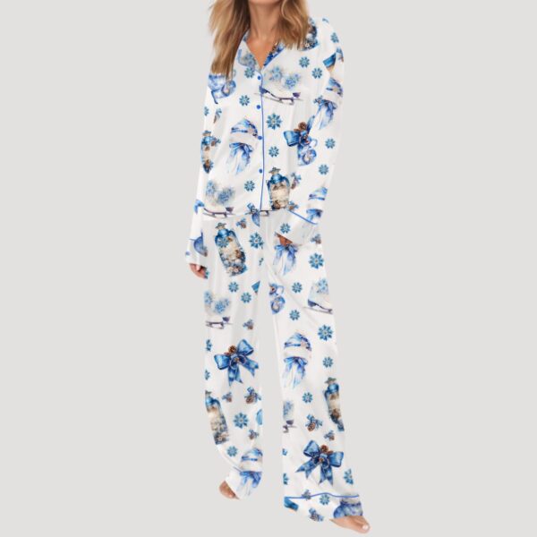 Blue Winter Satin Pajama Set1