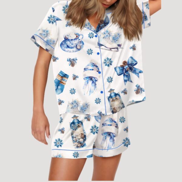 Blue Winter Satin Pajama Set3