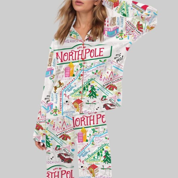 Christmas Holidays In North Pole Satin Pajama Set1