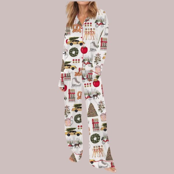 Christmas In New York Satin Pajama Set 2