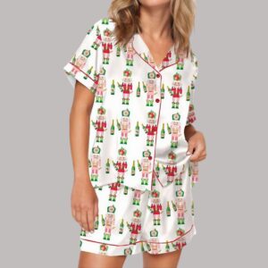 Christmas Nutcracker Champagne Bottle Satin Pajama Set