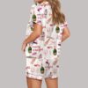 Christmas Pink Champagne Macarons Satin Pajama Set4