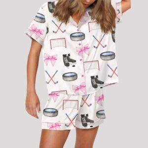 Coquette Hockey Bow Satin Pajama Set