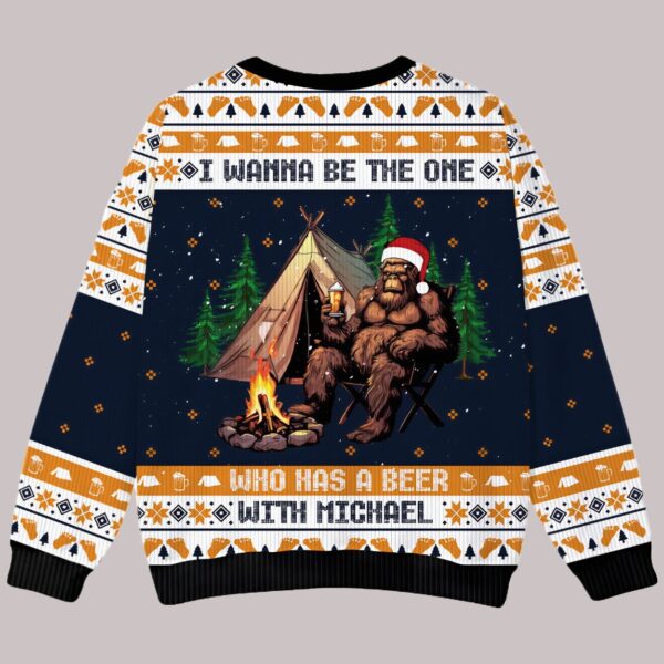 Custom Name Bigfoot Wanna Have Beer With Christmas Ugly Sweater3