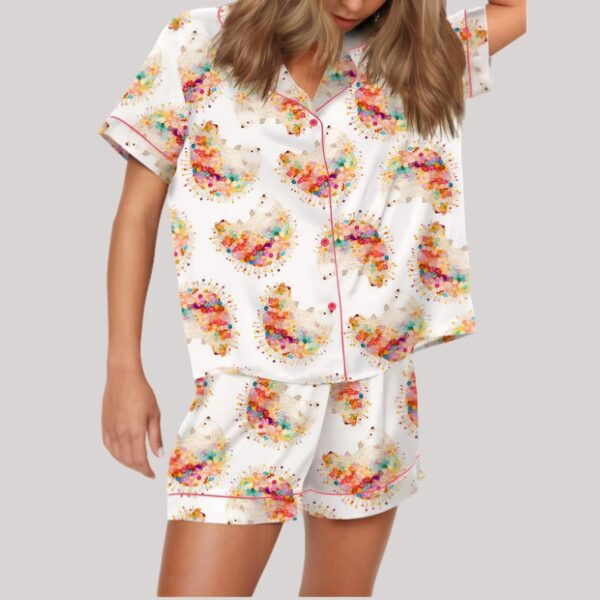 Cute Hedgehog Satin Pajama Set3