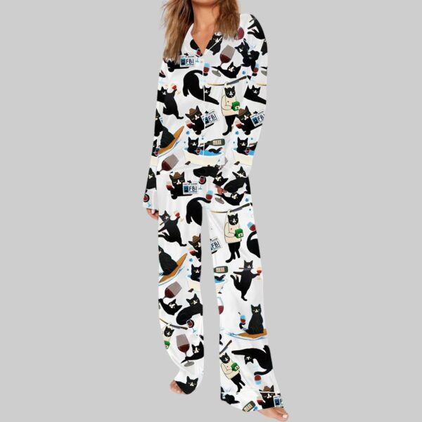 Funny Black Cat Liquor Art Pajama Set1