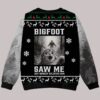 Funny Surprised Scared Cat Selfie With Sasquatsch Bigfoot Christmas Ugly Sweater2