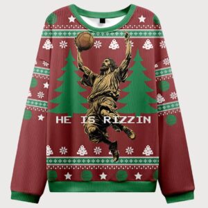 He Is Rizzin Christian Ugly Christmas Sweater