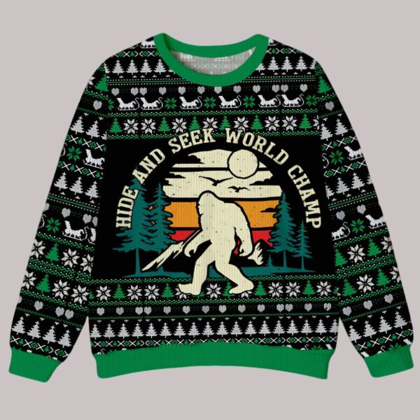 Hide And Seek World Champ Bigfoot Christmas Ugly Sweater