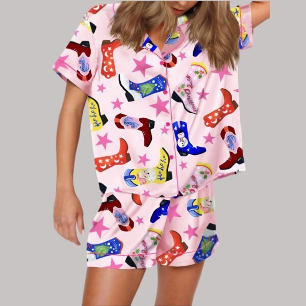 Howdy Holidays Cowboy Boot Satin Pajama Set