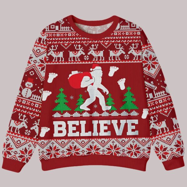 I Believe Bigfoot Christmas Ugly Sweater