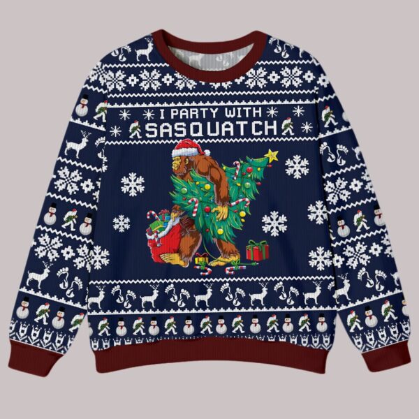 I Party With Sasquatch Christmas Ugly Sweater