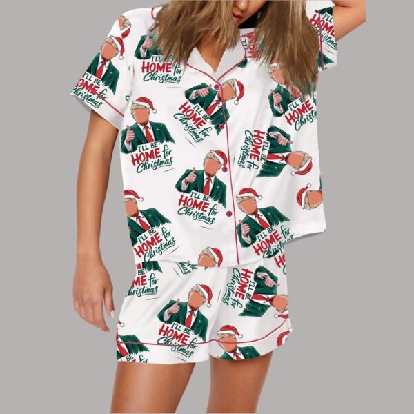 I'll Be Home For Christmas Trump Santa Art Pajama Set