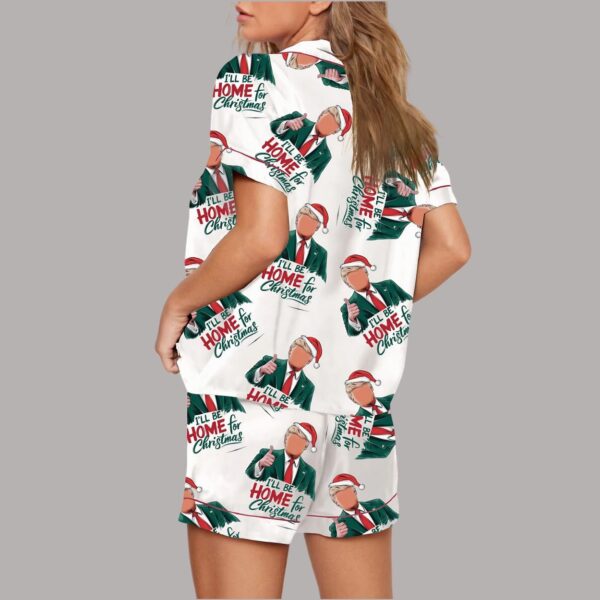 I'll Be Home For Christmas Trump Santa Art Pajama Set2