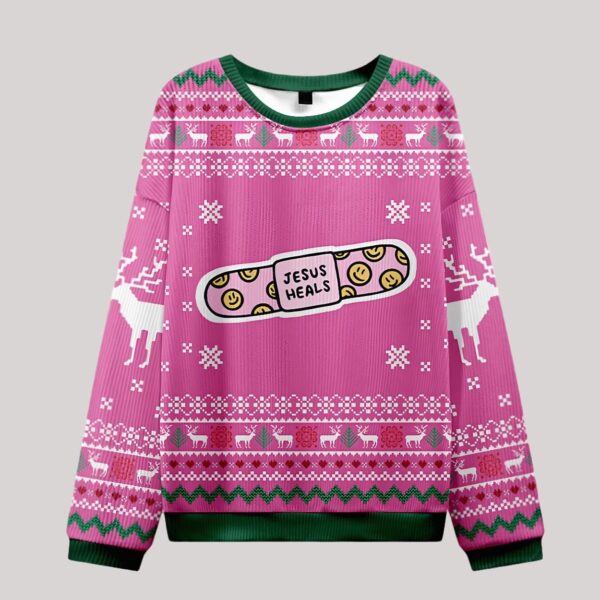 Jesus Heals Green Christian Ugly Christmas Sweater