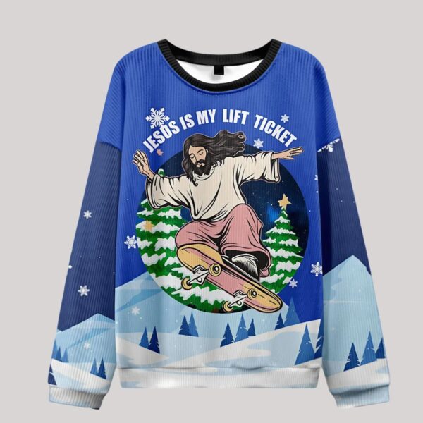 Jesus Is My Lift Ticket Christian Ugly Christmas Sweater