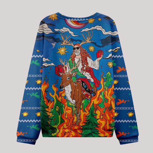 Jesus Riding A Reindeer Christmas Ugly Sweater1