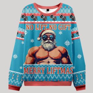 Muscular Santa Fitness Theme Ugly Sweater