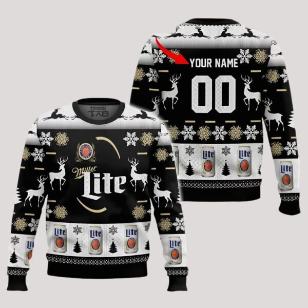 Personalized Black Miller Lite Ugly Sweater2